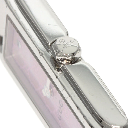 GUCCI Watches Quartz 109 Stainless Steel , Stainless Steel Silver Square face GG dial Pink shell dial Women Used Authentic