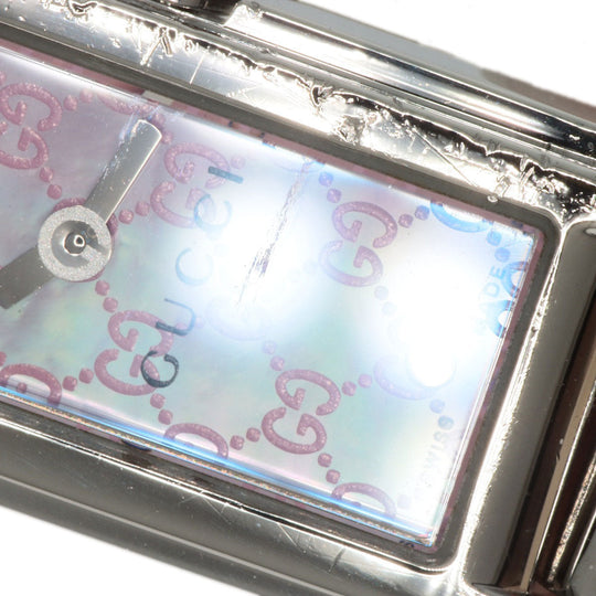 GUCCI Watches Quartz 109 Stainless Steel , Stainless Steel Silver Square face GG dial Pink shell dial Women Used Authentic