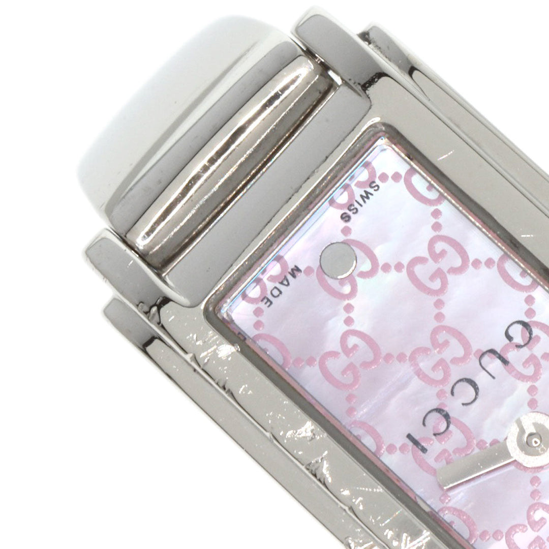 GUCCI Watches Quartz 109 Stainless Steel , Stainless Steel Silver Square face GG dial Pink shell dial Women Used Authentic