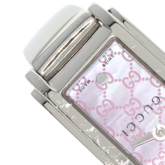 GUCCI Watches Quartz 109 Stainless Steel , Stainless Steel Silver Square face GG dial Pink shell dial Women Used Authentic