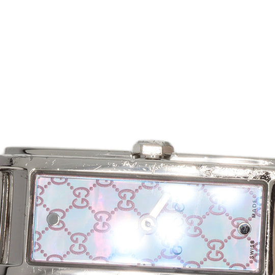 GUCCI Watches Quartz 109 Stainless Steel , Stainless Steel Silver Square face GG dial Pink shell dial Women Used Authentic