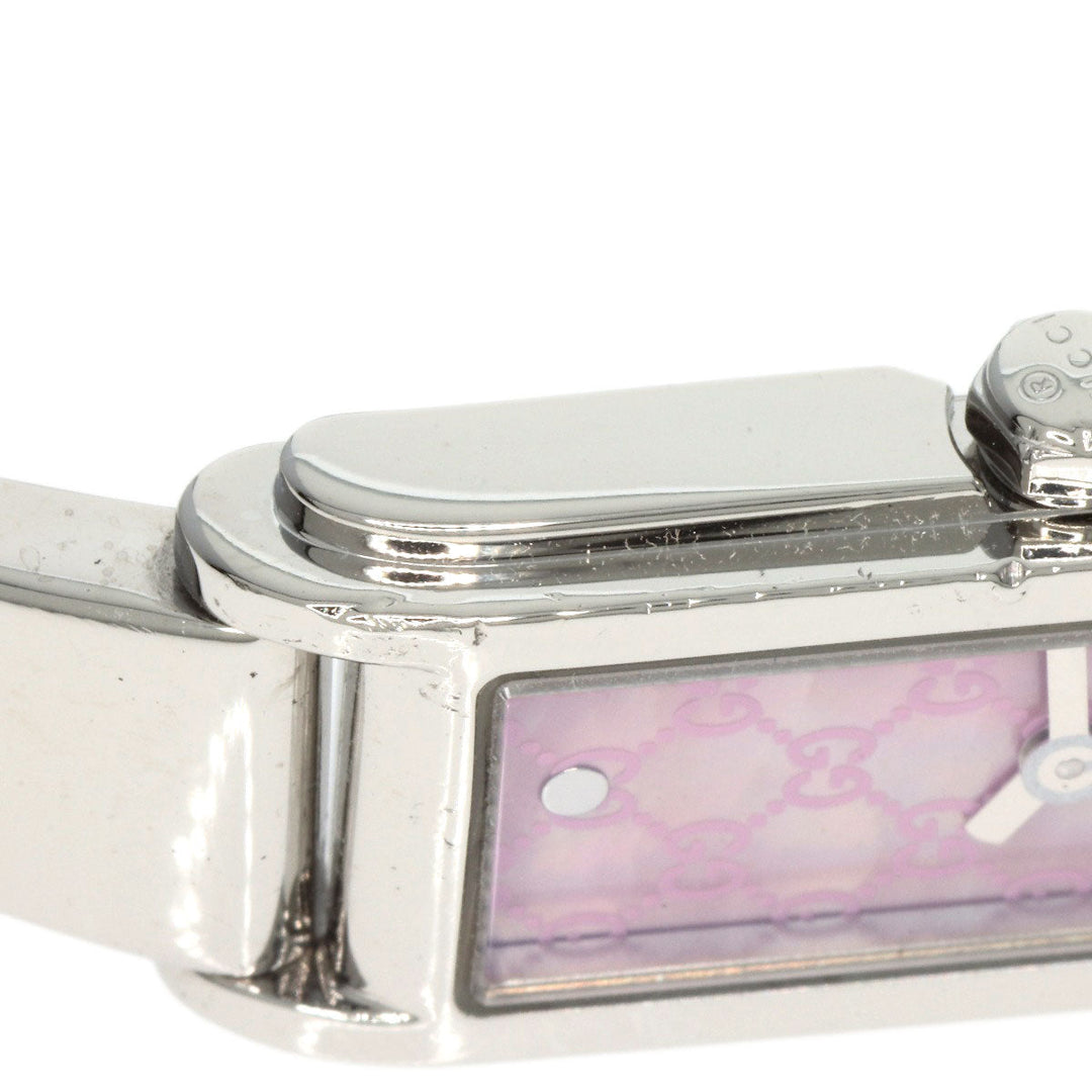 GUCCI Watches Quartz 109 Stainless Steel , Stainless Steel Silver Square face GG dial Pink shell dial Women Used Authentic