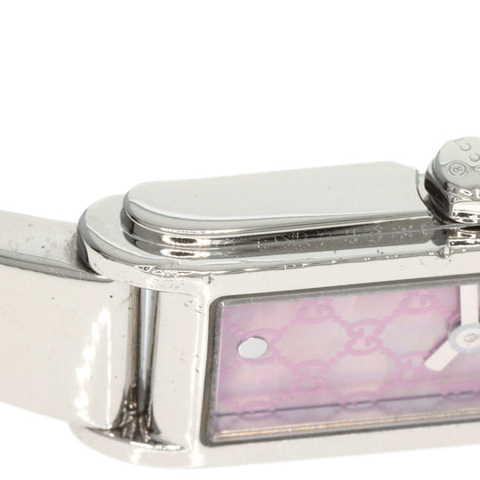 GUCCI Watches Quartz 109 Stainless Steel , Stainless Steel Silver Square face GG dial Pink shell dial Women Used Authentic