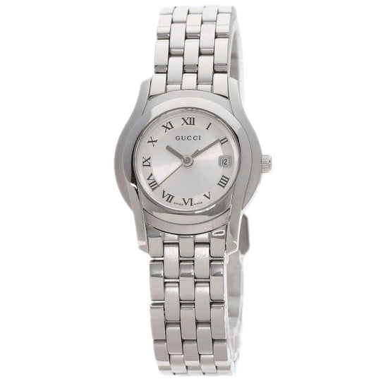 GUCCI Watches Quartz 5500L Stainless Steel , Stainless Steel Silver Round face Silver dial Women Used Authentic