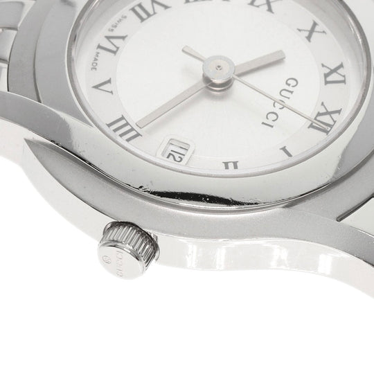 GUCCI Watches Quartz 5500L Stainless Steel , Stainless Steel Silver Round face Silver dial Women Used Authentic