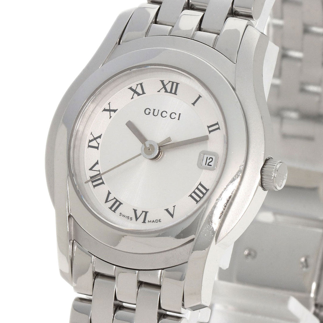 GUCCI Watches Quartz 5500L Stainless Steel , Stainless Steel Silver Round face Silver dial Women Used Authentic