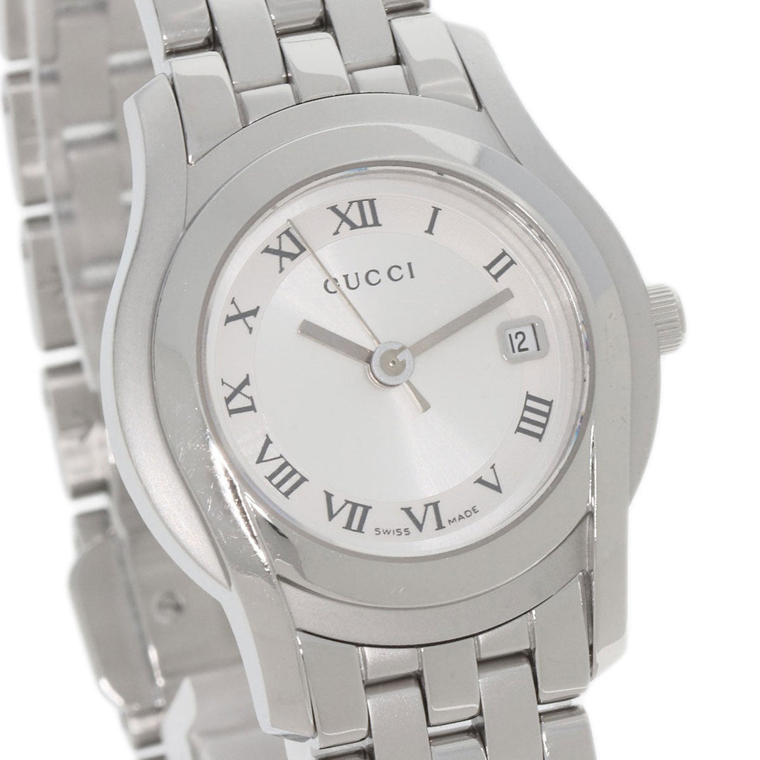 GUCCI Watches Quartz 5500L Stainless Steel , Stainless Steel Silver Round face Silver dial Women Used Authentic