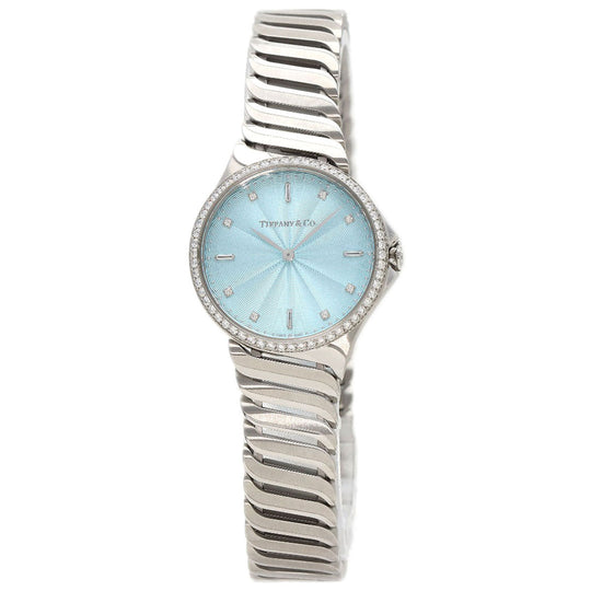 TIFFANY&Co. Watches Quartz Stainless Steel , Stainless Steel Silver Metro 2 12P Diamond Light blue dial Women Used Authentic