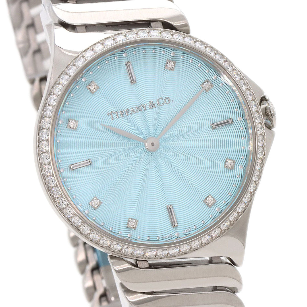 TIFFANY&Co. Watches Quartz Stainless Steel , Stainless Steel Silver Metro 2 12P Diamond Light blue dial Women Used Authentic