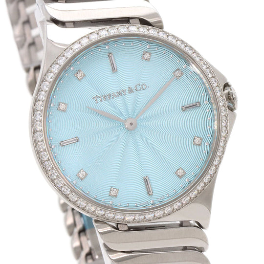 TIFFANY&Co. Watches Quartz Stainless Steel , Stainless Steel Silver Metro 2 12P Diamond Light blue dial Women Used Authentic