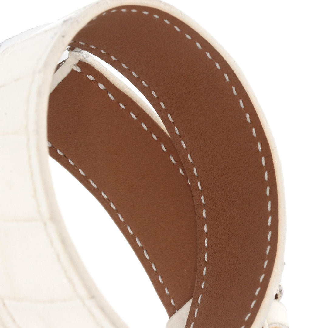 HERMES Watches Quartz CC3.730 Stainless Steel, Leather, Diamond Silver Cape Cod Chene Dunkle White shell dial Women Used Authentic