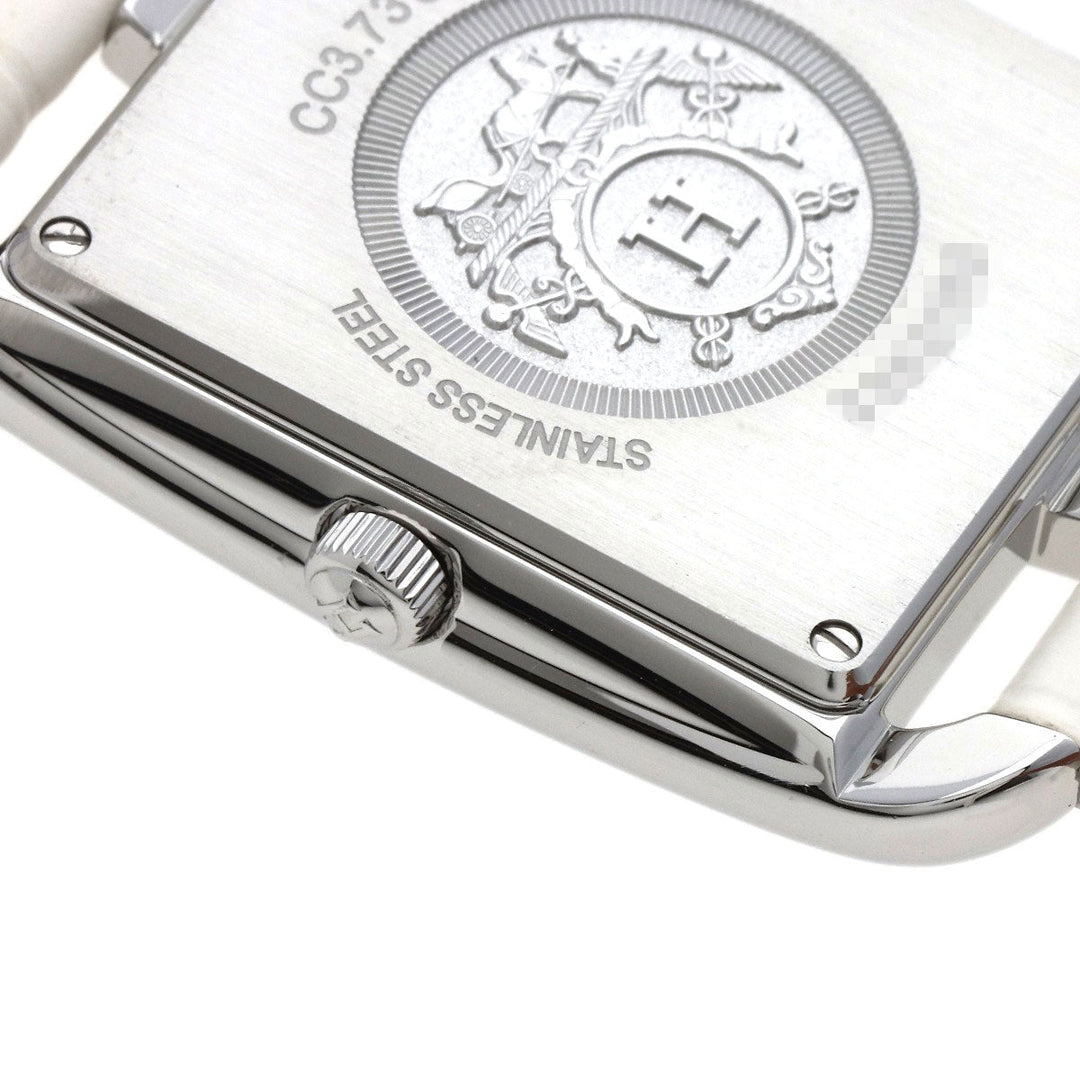 HERMES Watches Quartz CC3.730 Stainless Steel, Leather, Diamond Silver Cape Cod Chene Dunkle White shell dial Women Used Authentic