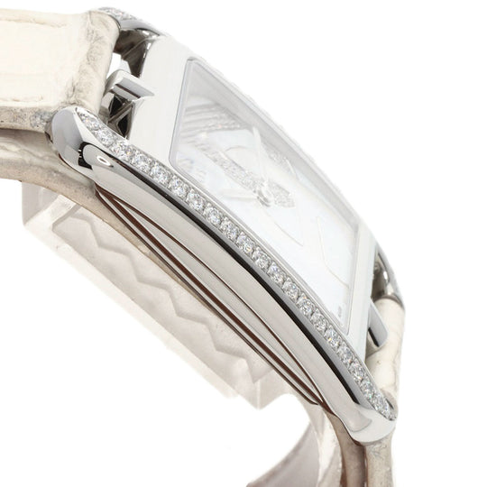 HERMES Watches Quartz CC3.730 Stainless Steel, Leather, Diamond Silver Cape Cod Chene Dunkle White shell dial Women Used Authentic