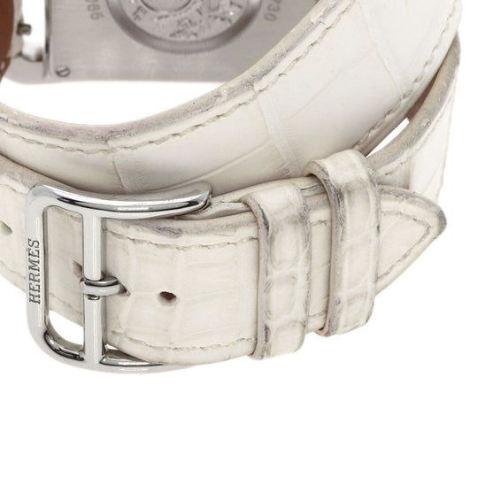 HERMES Watches Quartz CC3.730 Stainless Steel, Leather, Diamond Silver Cape Cod Chene Dunkle White shell dial Women Used Authentic