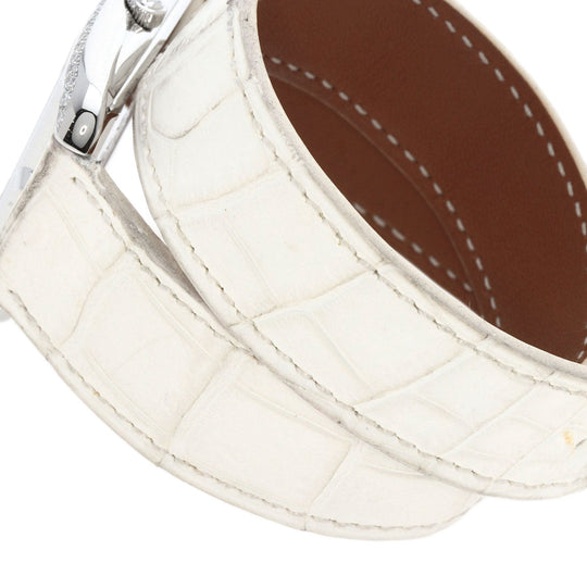 HERMES Watches Quartz CC3.730 Stainless Steel, Leather, Diamond Silver Cape Cod Chene Dunkle White shell dial Women Used Authentic