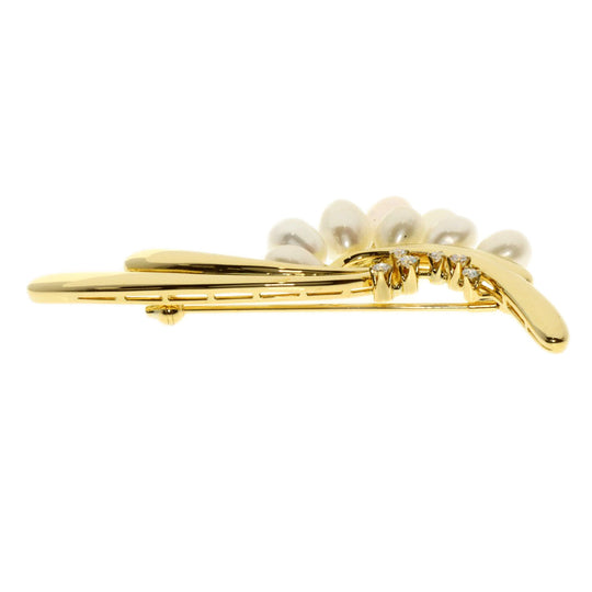 MIKIMOTO Brooch 18K Yellow Gold gold Freshwater Pearl Diamond Women Used Authentic