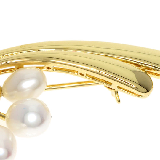 MIKIMOTO Brooch 18K Yellow Gold gold Freshwater Pearl Diamond Women Used Authentic