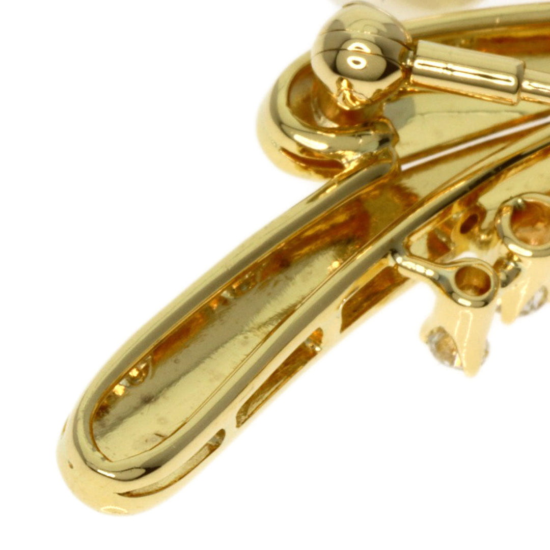 MIKIMOTO Brooch 18K Yellow Gold gold Freshwater Pearl Diamond Women Used Authentic