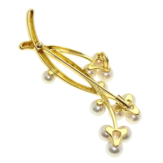 TASAKI Brooch 18K Yellow Gold gold Akoya Pearl Diamond Women Used Authentic