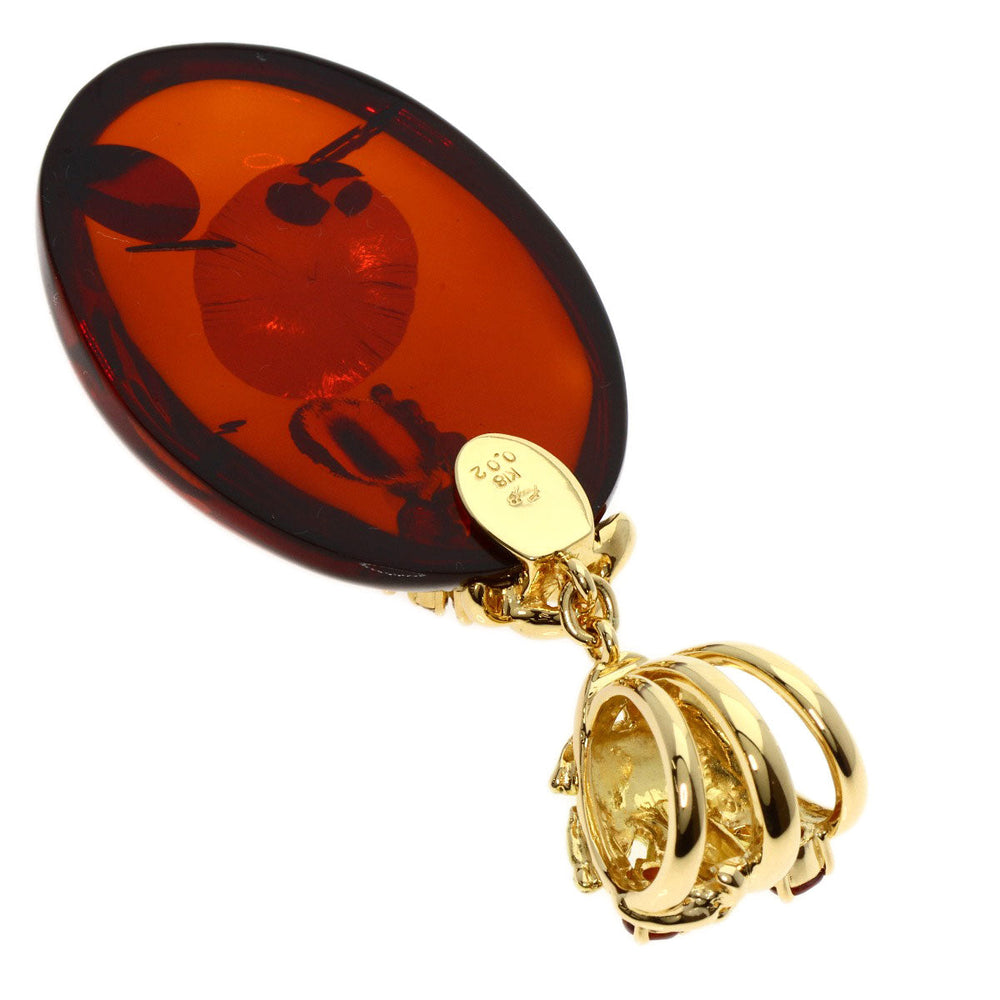 IWAKURA KOJI Pendant top 18K Yellow Gold gold Amber Garnet Diamond