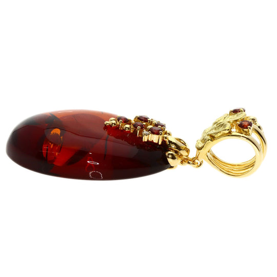 IWAKURA KOJI Pendant top 18K Yellow Gold gold Amber Garnet Diamond