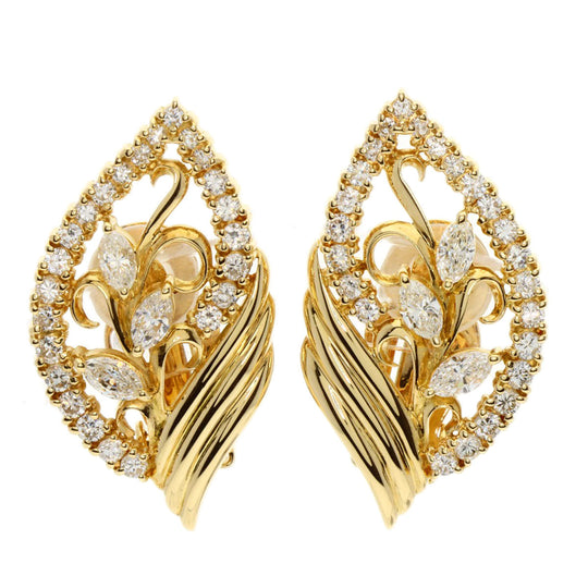 TASAKI Earring 18K Yellow Gold gold Diamond leaf motif