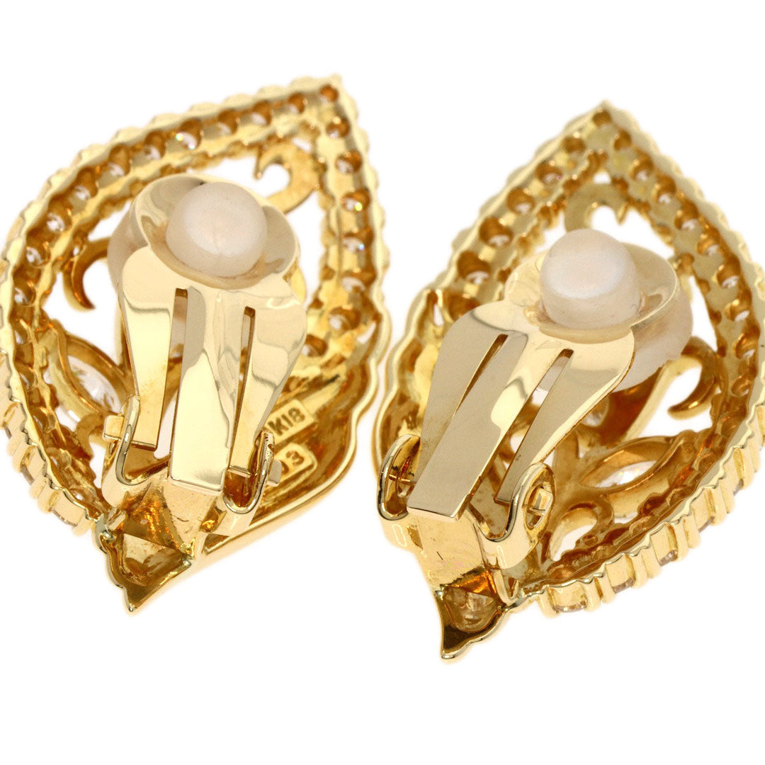 TASAKI Earring 18K Yellow Gold gold Diamond leaf motif