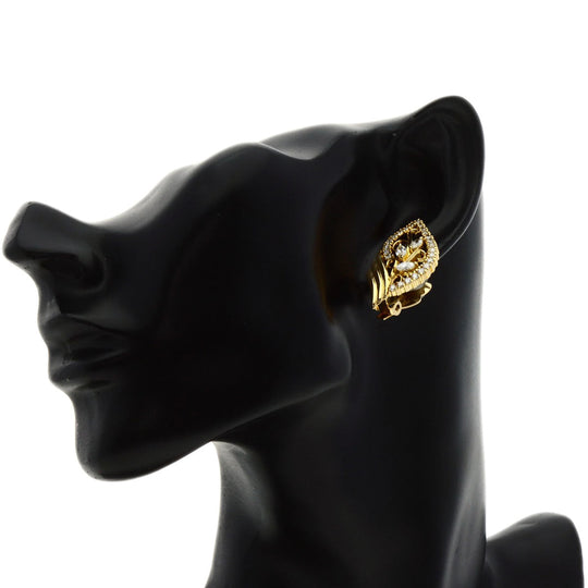 TASAKI Earring 18K Yellow Gold gold Diamond leaf motif