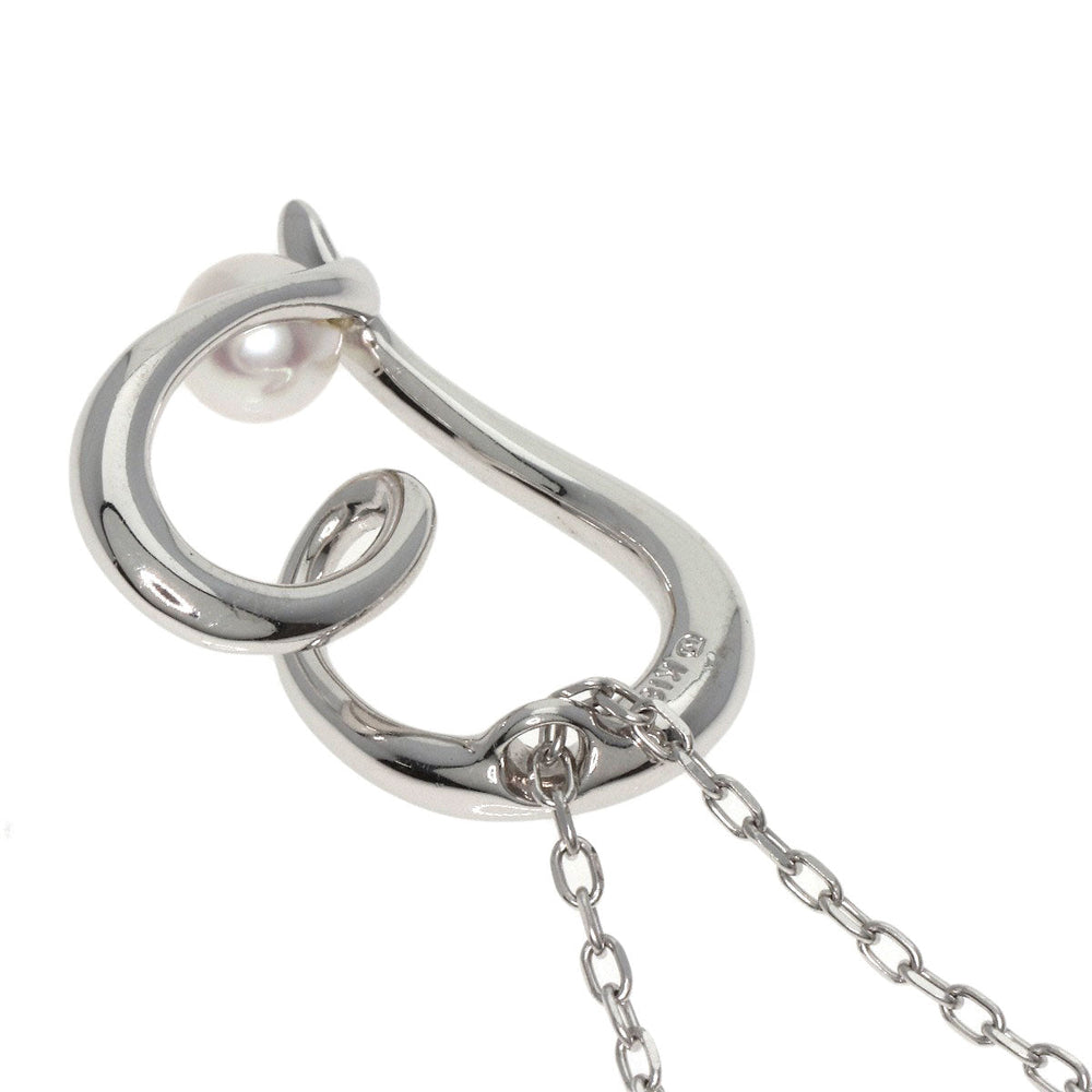 MIKIMOTO Necklace K18WG Silver Pearl Heart Motif Women Used Authentic