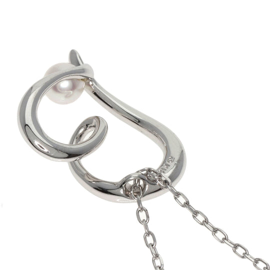 MIKIMOTO Necklace K18WG Silver Pearl Heart Motif Women Used Authentic