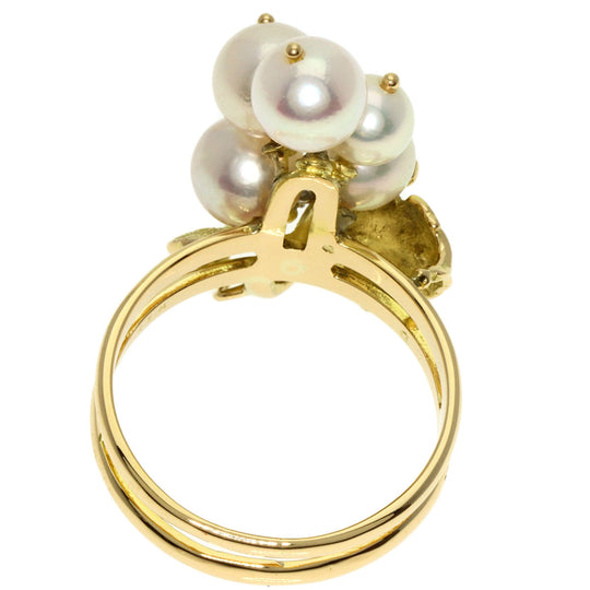 NOBUKO ISHIKAWA Ring K18YG , PT900 gold Akoya Pearl Sapphire Diamond Women Used Authentic