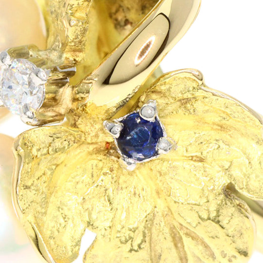 NOBUKO ISHIKAWA Ring K18YG , PT900 gold Akoya Pearl Sapphire Diamond Women Used Authentic