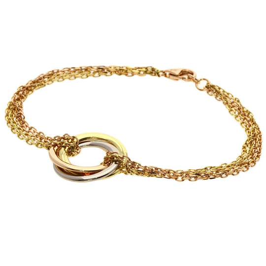 CARTIER bracelet K18YG , K18WG , K18PG gold Trinity Triple Circle 4 consecutive Chain Women Used Authentic
