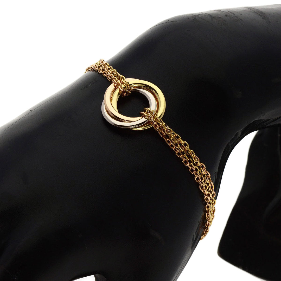 CARTIER bracelet K18YG , K18WG , K18PG gold Trinity Triple Circle 4 consecutive Chain Women Used Authentic