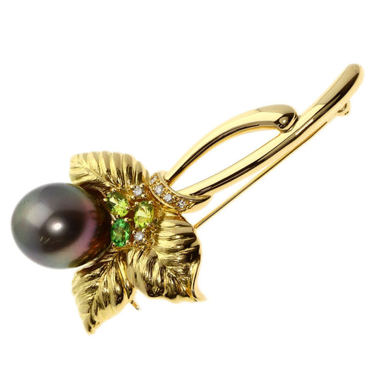 TASAKI Brooch 18K Yellow Gold gold South Sea Black Pearl, Garnet, Peridot, Diamond Women Used Authentic