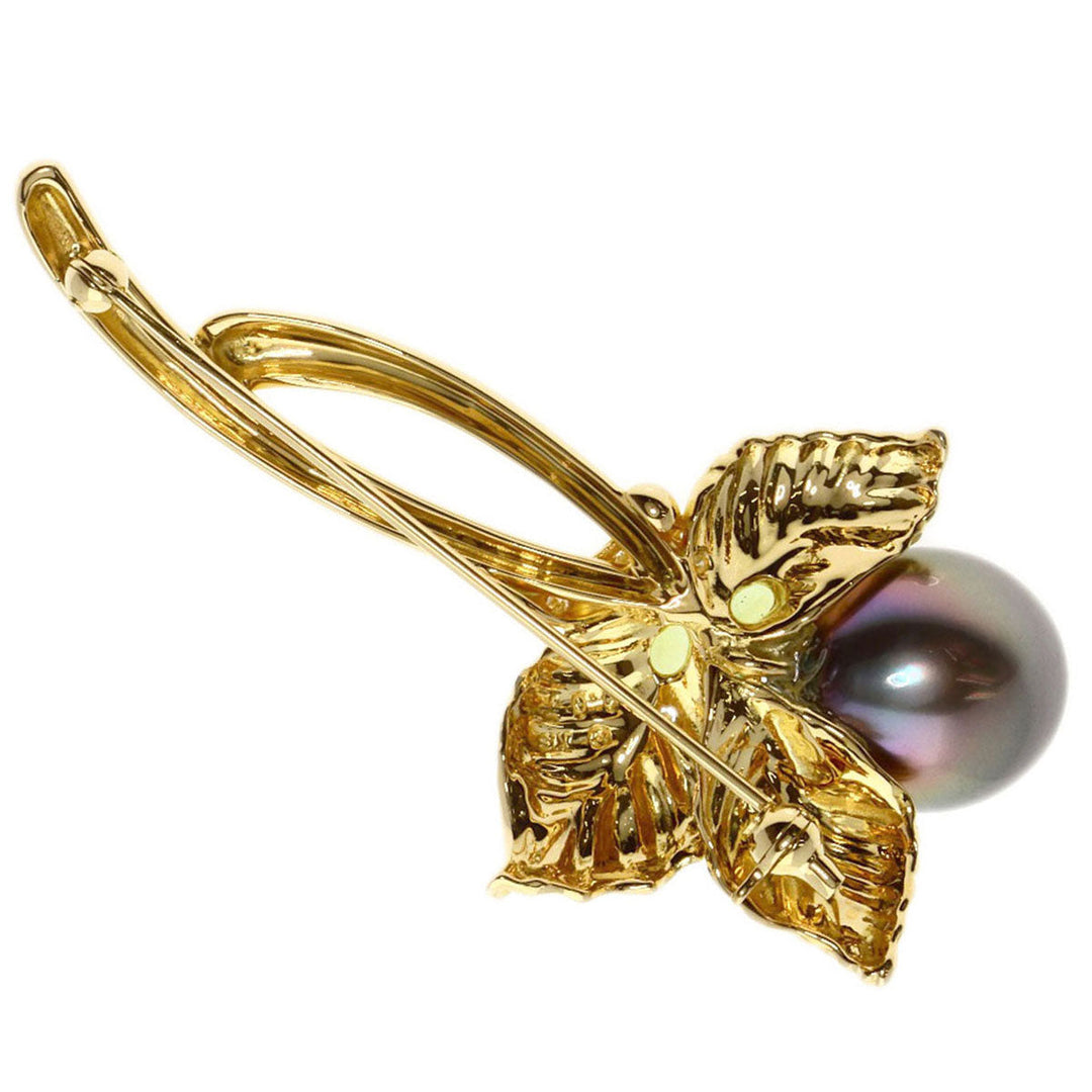 TASAKI Brooch 18K Yellow Gold gold South Sea Black Pearl, Garnet, Peridot, Diamond Women Used Authentic