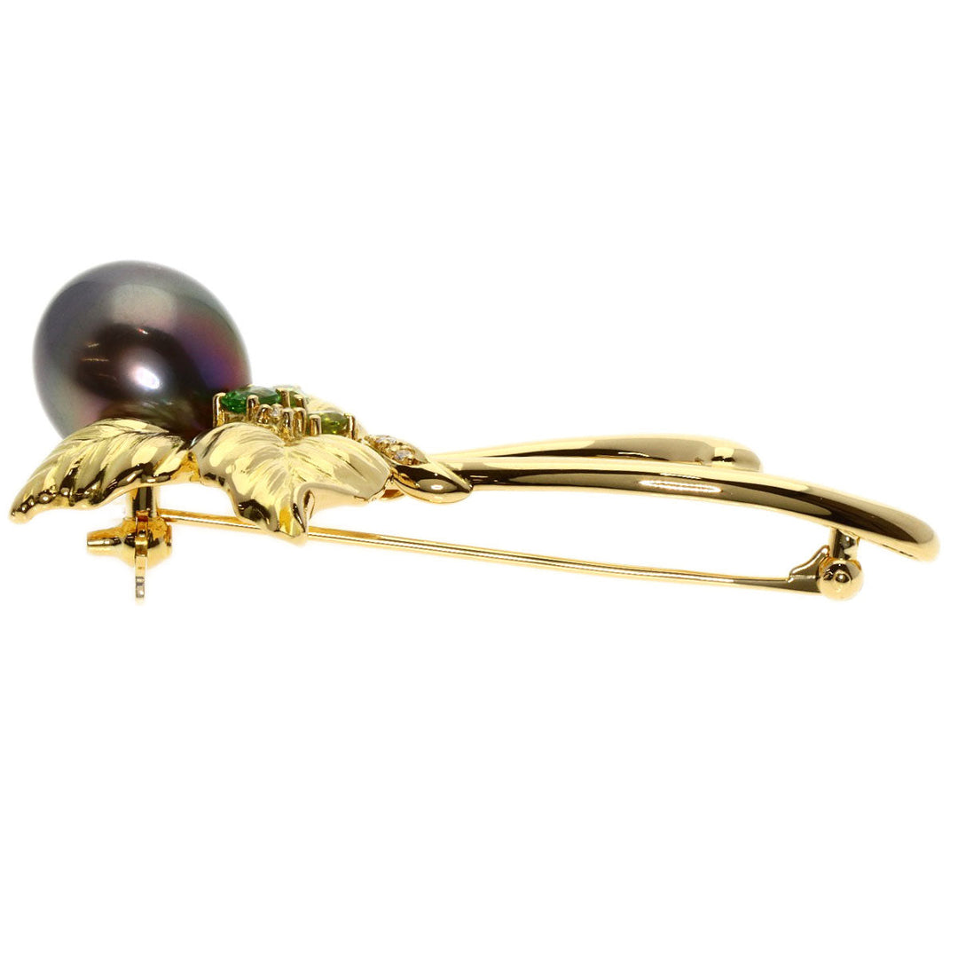 TASAKI Brooch 18K Yellow Gold gold South Sea Black Pearl, Garnet, Peridot, Diamond Women Used Authentic