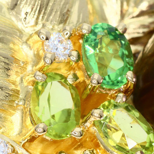 TASAKI Brooch 18K Yellow Gold gold South Sea Black Pearl, Garnet, Peridot, Diamond Women Used Authentic