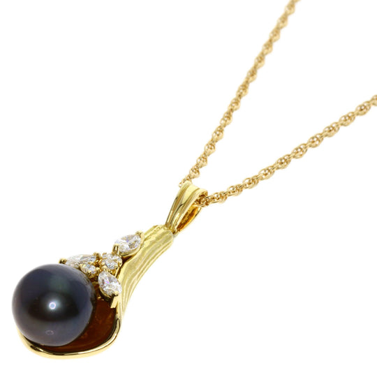 Queen Necklace 18K Yellow Gold gold Baroque Pearl Diamond Women Used Authentic
