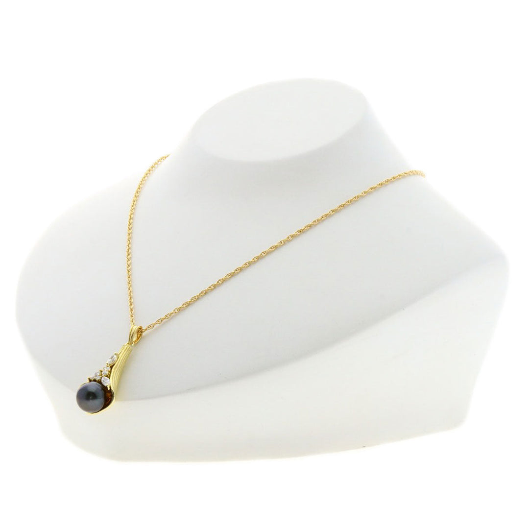 Queen Necklace 18K Yellow Gold gold Baroque Pearl Diamond Women Used Authentic
