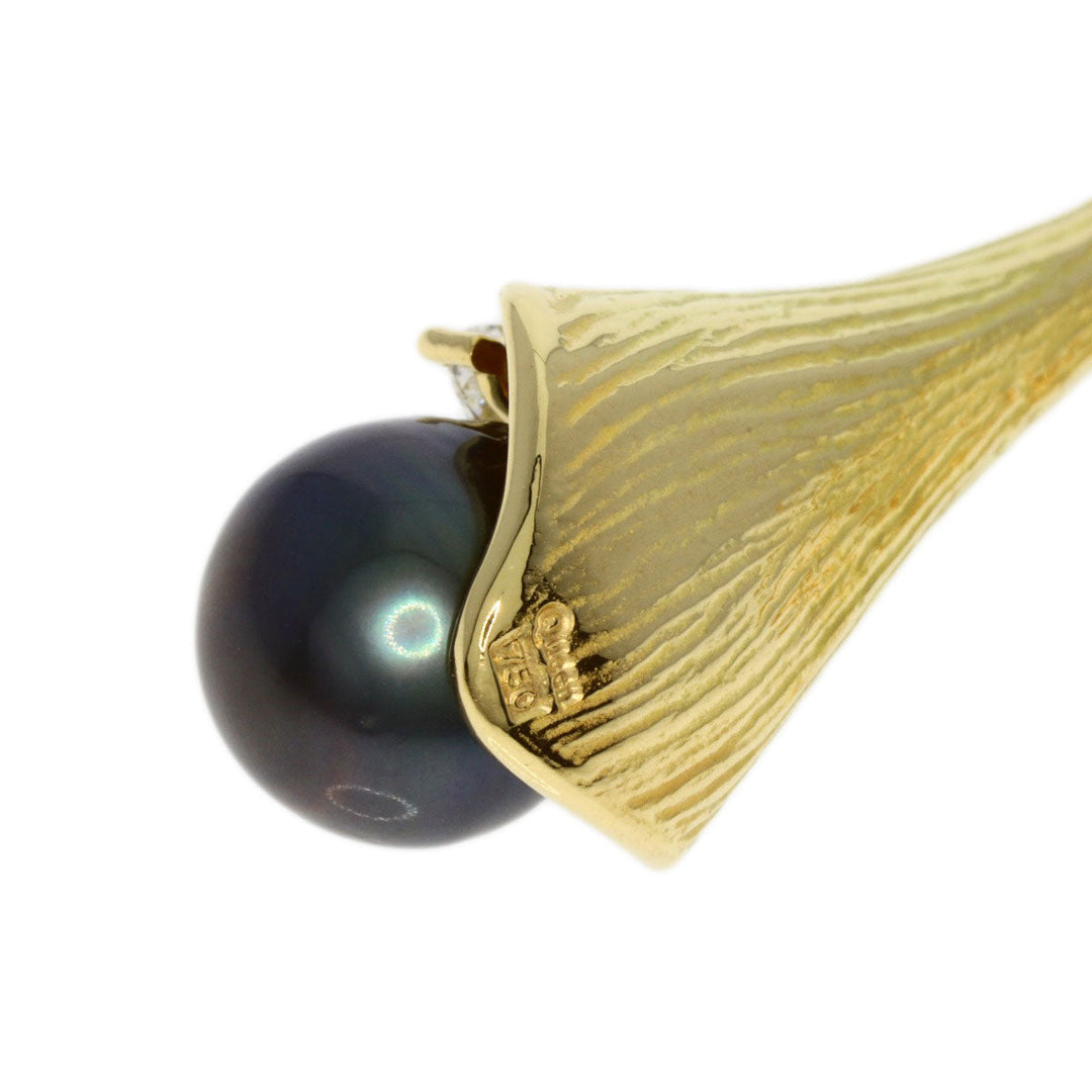 Queen Necklace 18K Yellow Gold gold Baroque Pearl Diamond Women Used Authentic