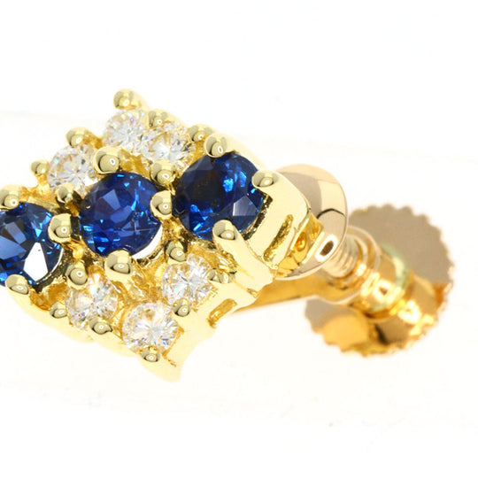 MIKIMOTO Earring 18K Yellow Gold gold Sapphire diamond