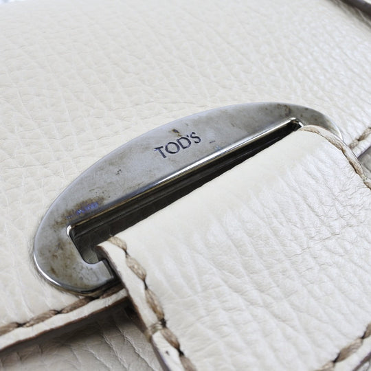 TOD�fS Handbag leather beige Women Used Authentic