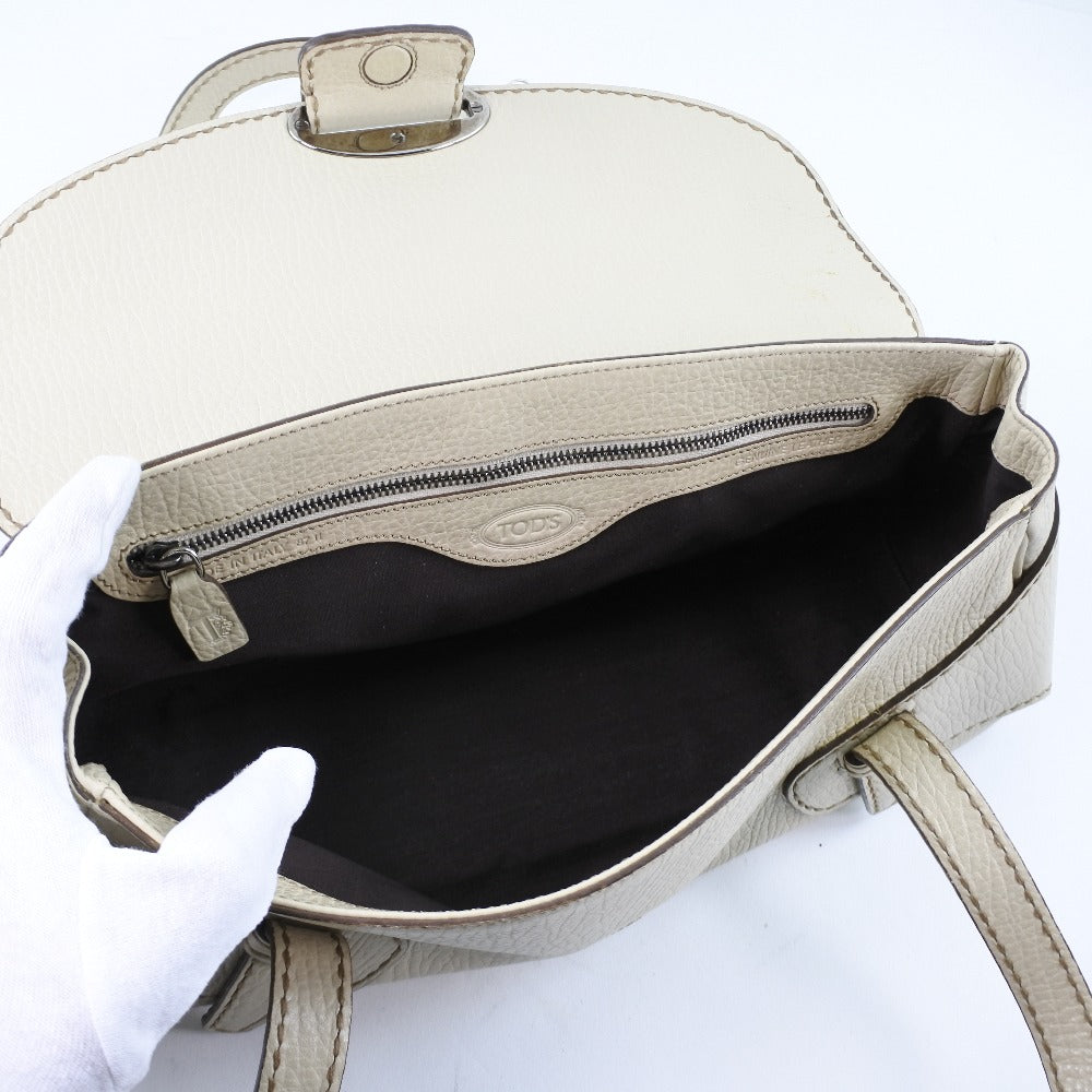 TOD�fS Handbag leather beige Women Used Authentic
