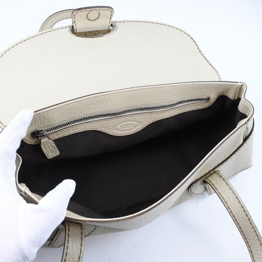 TOD�fS Handbag leather beige Women Used Authentic