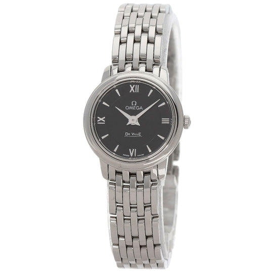 OMEGA Watches Quartz 424.10.24.60.01.001 Stainless Steel , Stainless Steel Silver De Ville Prestige black dial Women Used Authentic