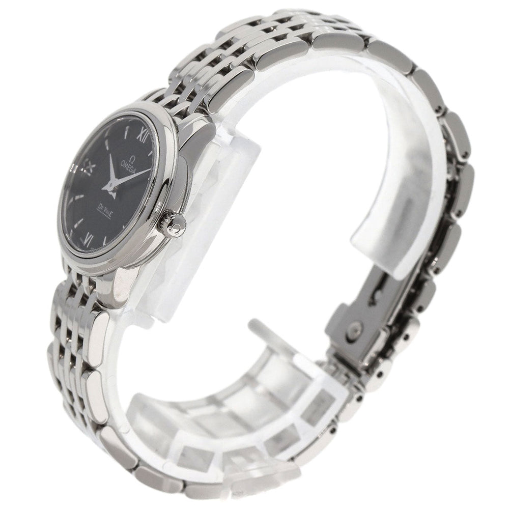 OMEGA Watches Quartz 424.10.24.60.01.001 Stainless Steel , Stainless Steel Silver De Ville Prestige black dial Women Used Authentic