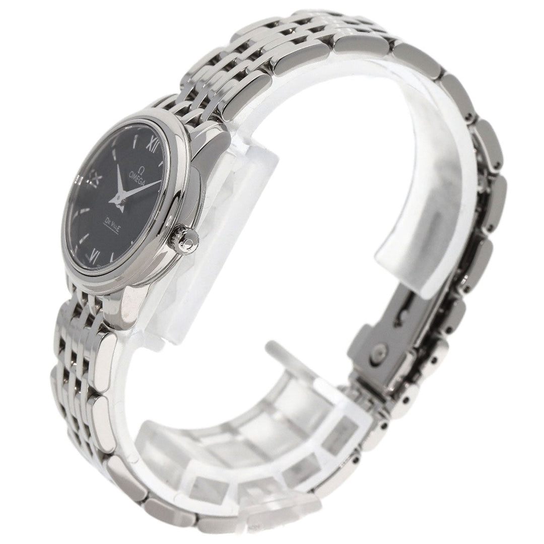 OMEGA Watches Quartz 424.10.24.60.01.001 Stainless Steel , Stainless Steel Silver De Ville Prestige black dial Women Used Authentic