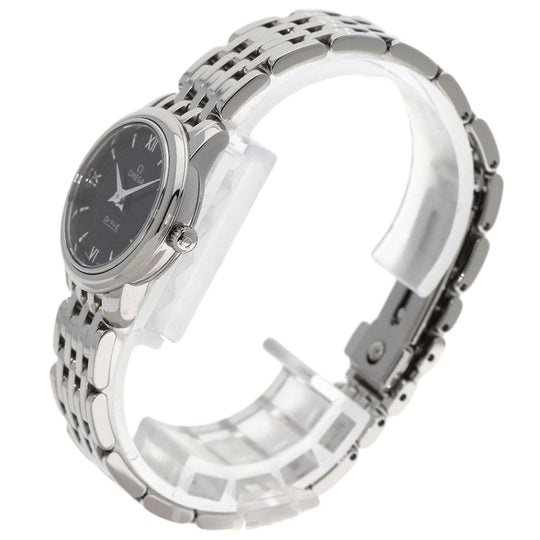 OMEGA Watches Quartz 424.10.24.60.01.001 Stainless Steel , Stainless Steel Silver De Ville Prestige black dial Women Used Authentic