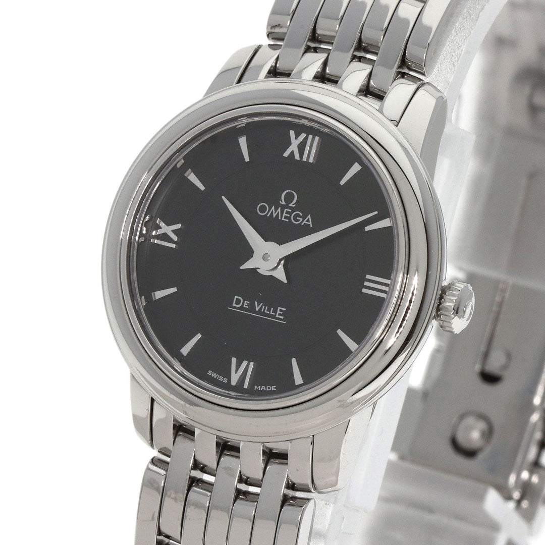 OMEGA Watches Quartz 424.10.24.60.01.001 Stainless Steel , Stainless Steel Silver De Ville Prestige black dial Women Used Authentic